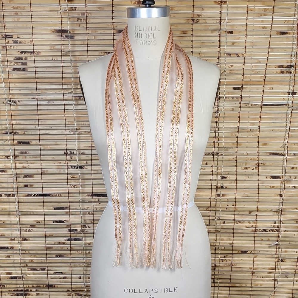 Elegant Pink And Gold Vintage Scarf